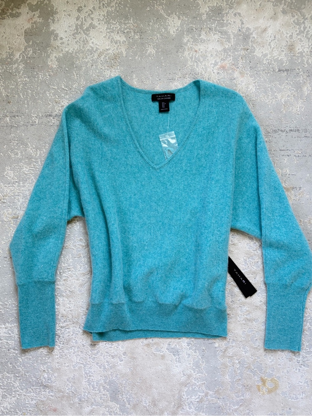 Tahari Teal V-Neck Sweater